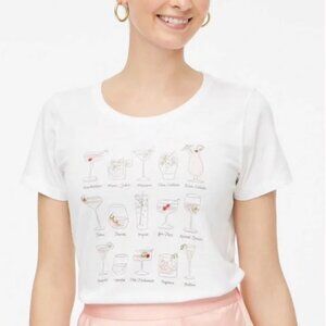 J. Crew Womens Collector T-shirt Drinks Cocktails White Short Sleeve Size Small